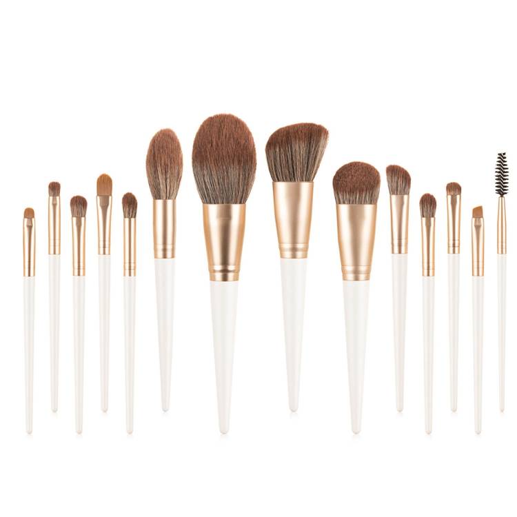 Pro White Foundation Powder Blending Eyebrow Eyeliner Complete Makeup Brushes Set High End Fiber Synthetic Hair Set Of Brushes