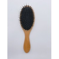 Double Color Bristles Natural Massage Bamboo Hair Brush